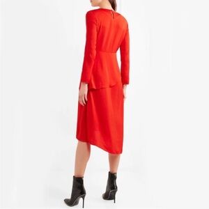 Maje | Red Remania Ruffled Satin Crepe Midi Dress 2 / M
